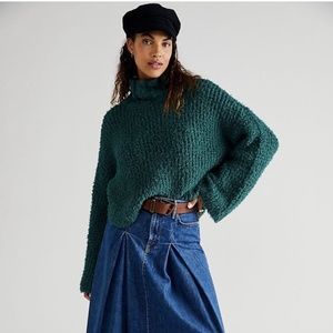 💖NWOT Free People Sweater Canyon Pullover , Hunter Green , Size Small